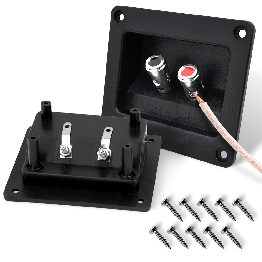 Kalevel 2pcs 2Way Speaker Box Terminal Cup Square Spring Loaded Terminal Cup Connector