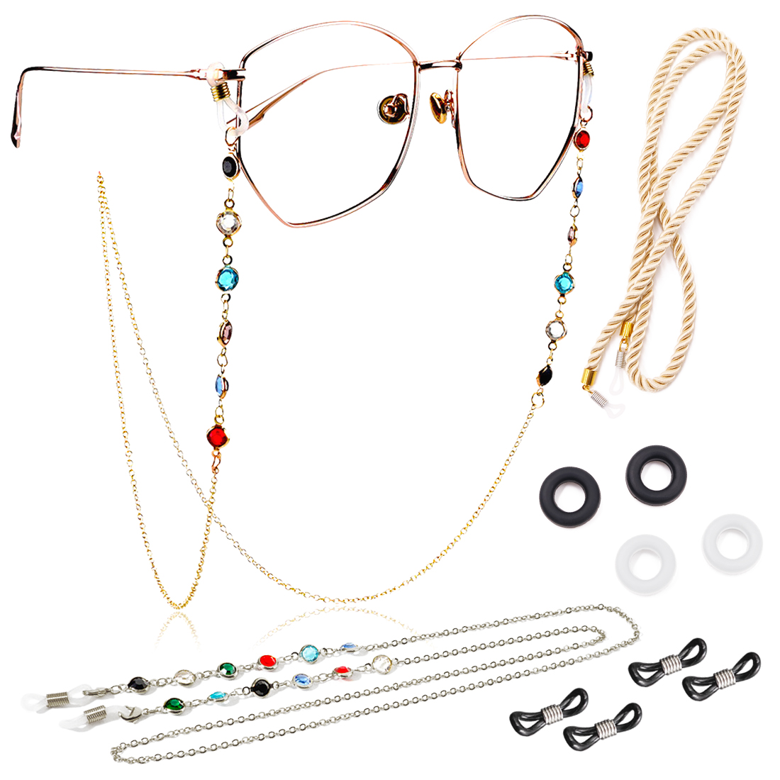 Kalevel 3pcs Eyeglass Chains For Women Stylish Girls Sunglass Straps Beaded Reading Glasses