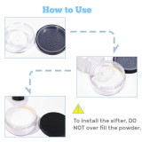 Kalevel 4pcs Empty Loose Powder Makeup Containers 10ml 20ml 30ml 50ml Plastic Powder Puff Case Cosmetic Jars Portable Powder Container Bottle Travel Refillable Face Powder Compact with Sifter Lids