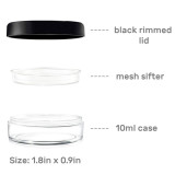 Kalevel 2pcs Empty Plastic Powder Makeup Container 10ml 10G Loose Powder Puff Compact Case Cosmetic Face Cream Jars Refillable Powder Bottle Travel Box Holder with Sifter and Black Rimmed Lids (10ml)