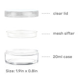 20G 20ml Powder Makeup Container - Kalevel 2pcs Empty Plastic Cosmetic Cases Jars Face Powder Container Clear Loose Powder Purse Compact Refillable Bottle Travel Case with Mesh Sifter and Lids
