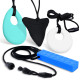 Kalevel 4 Styles Sensory Chew Necklace for Boys Girls Silicone Shark Style Chewing Necklace Pendant Teething Toys for Autism, ADHD, Baby Nursing or Special Needs (A Set)