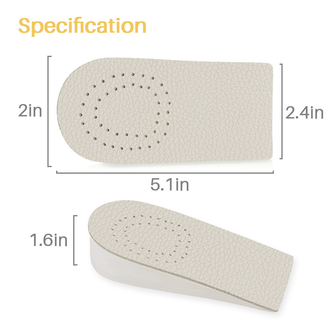 Kalevel 1.6in Shoe Height Inserts Increase Insoles Heel Lift Taller