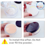 Kalevel 4pcs Empty Makeup Powder Container 50ml 30ml with Puff Clear Face Powder Case Cosmetic Loose Powder Containers Plastic Powder Jar with Sifter and Lids