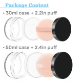 Kalevel 4pcs Empty Makeup Powder Container 50ml 30ml with Puff Clear Face Powder Case Cosmetic Loose Powder Containers Plastic Powder Jar with Sifter and Lids