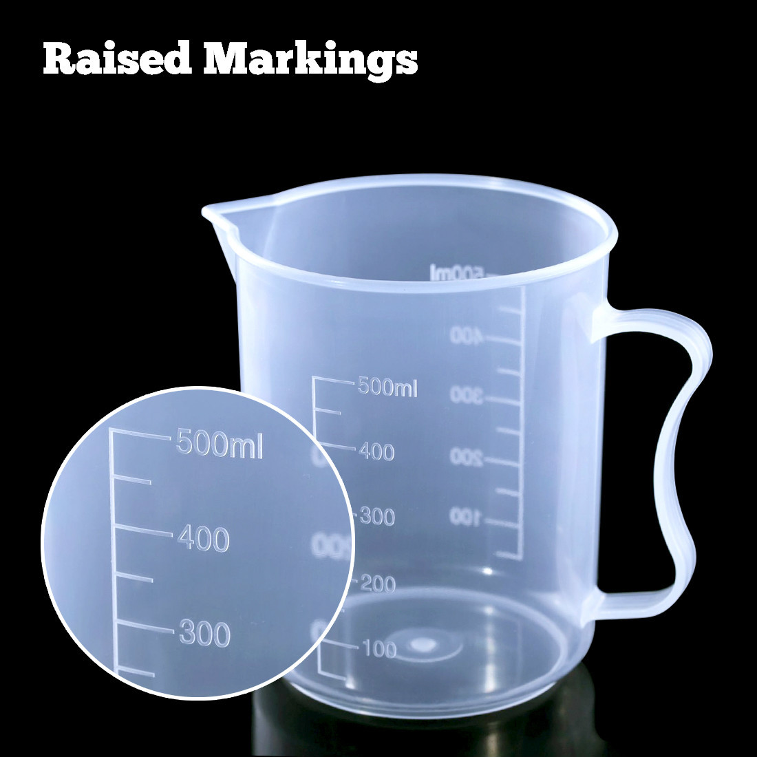 Kalevel Measuring Cups Plastic Graduated Beaker Pitcher 500ml Measuring Cup Lab Kitchen 5256