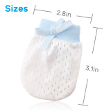Kalevel 3 Pairs Newborn Baby Mittens Boy Girl No Scratch Gloves Adjustable Baby Mittens Breathable with Drawstring 0-6 Months for Infant Summer (Blue)