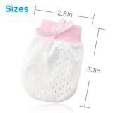 Kalevel 3 Pairs Baby Mittens No Scratch Breathable Newborn Gloves Adjustable Drawstring Baby Mittens 0-6 Months Infant Boy Girl Gloves for Summer (Pink)