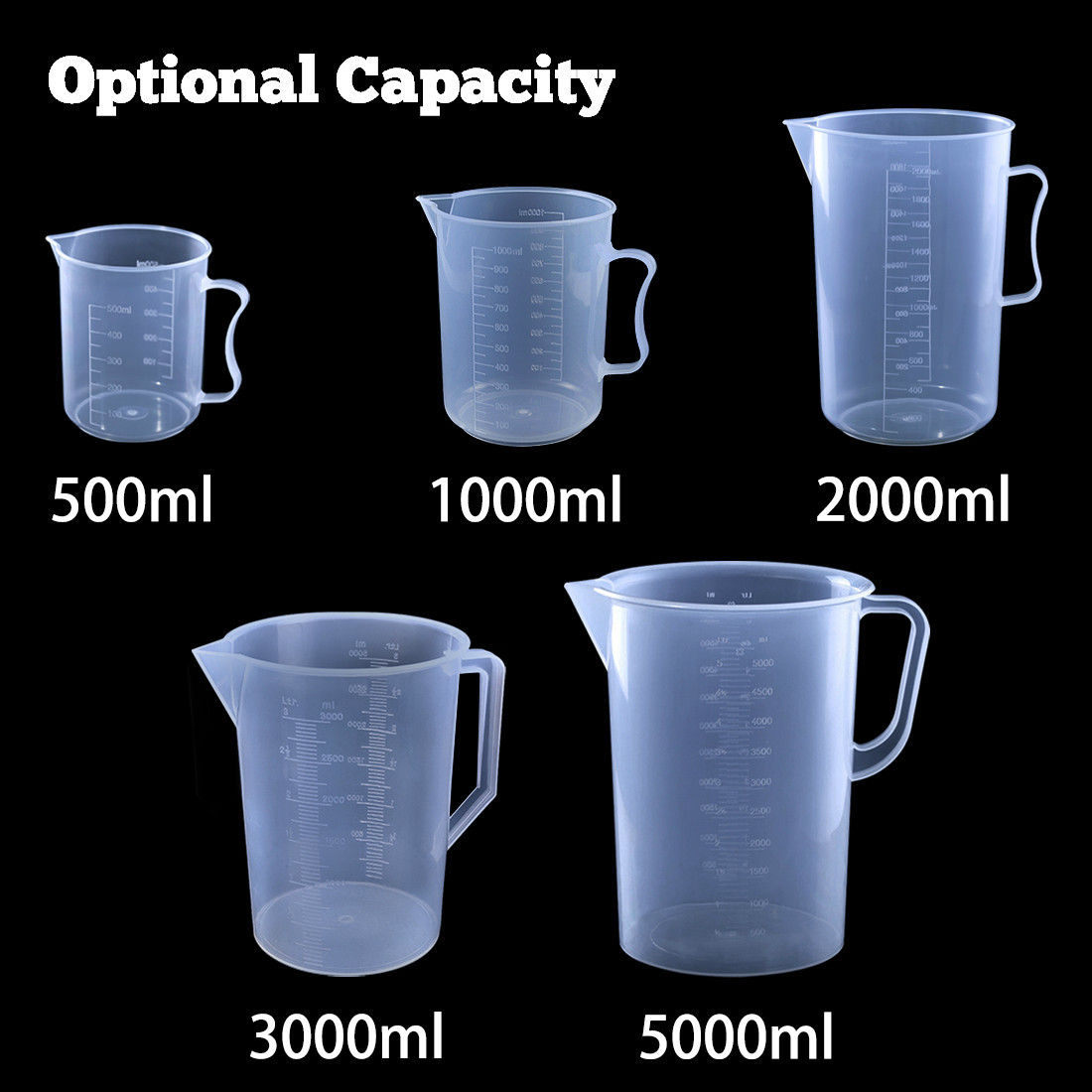 Kalevel Plastic Beaker 5000ml with Handle Graduated Measuring Cup Clear