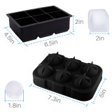 Kalevel Ice Cube Trays Silicone 2 Pack Sphere Ice Rounds Maker and Large Square Ice Cube Tray Mold with Lid Mini Funnel for Whiskey Cocktails Bourbon Scotch (Black)