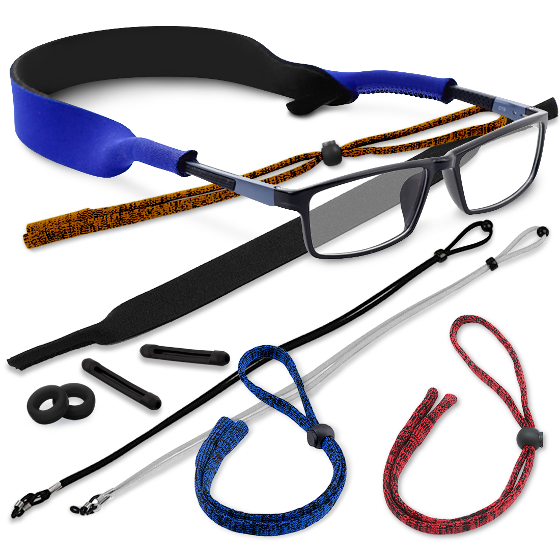 Kalevel 7 Pack Eyeglasses Sports Straps Floating Eyewear Retainer Nylon