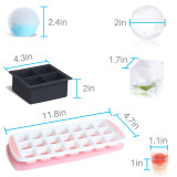 Kalevel 4 Pack Large Silicone Ice Cube Tray Round Ice Cube Mold 2 Inch Ice Trays with Lids Easy Release Ice Cube Tray for Mini Fridge Whiskey 21 Cubes Flexible