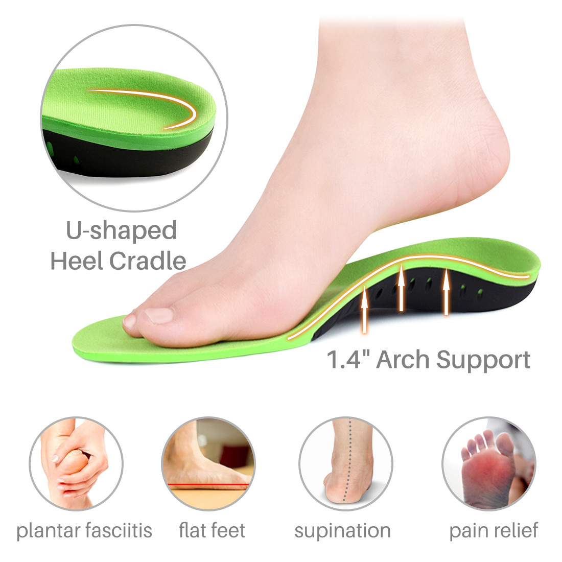 Kalevel Orthotic Arch Support Insoles Men Plantar Fasciitis Shoe