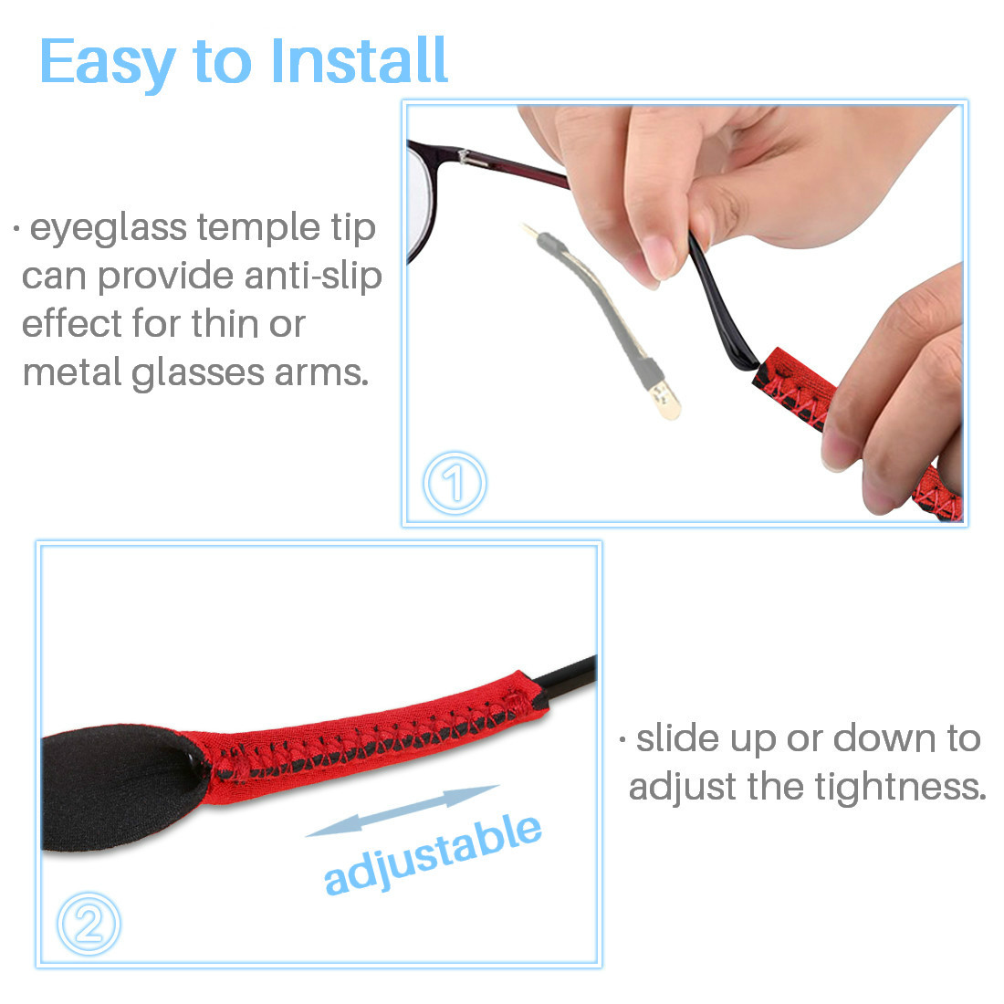 Kalevel 2pcs Sunglass Strap Floating Eyewear Retainer Neoprene Eyeglass