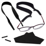Kalevel 2pcs Neoprene Eyeglass Strap Floating Sunglasses Retainer Eyewear Holder Strap Sport Eye Glasses String Outdoor Glasses Holder for Men Women (Black)