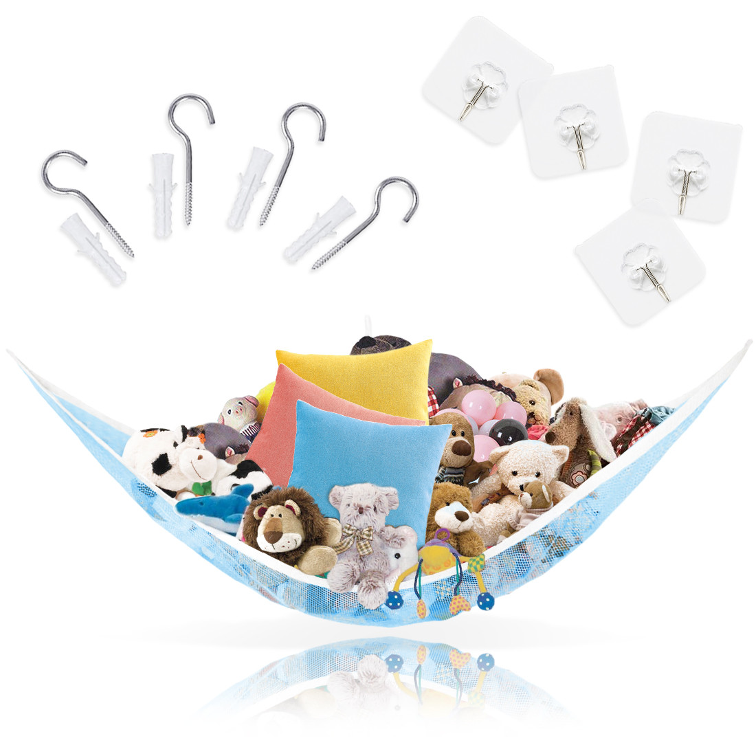 Kalevel Stuffed Animal Storage Hammock Mesh Organizer Extra Large Plush Toy Net Hammock 84in x