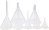 Kalevel 7pcs Plastic Funnel Set Wide Mouth All Purpose Clear Kitchen Lab Funnel Food Grade Polypropylene Funnel