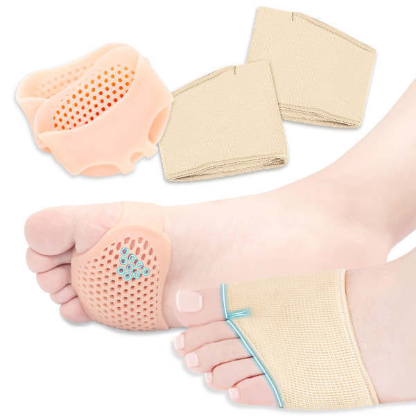 Kalevel 2 Pairs Foot Pads Cushions Metatarsal Gel Sleeve Forefoot Cushion Pads Toe Separators for Women Men Sneaker Work Shoes