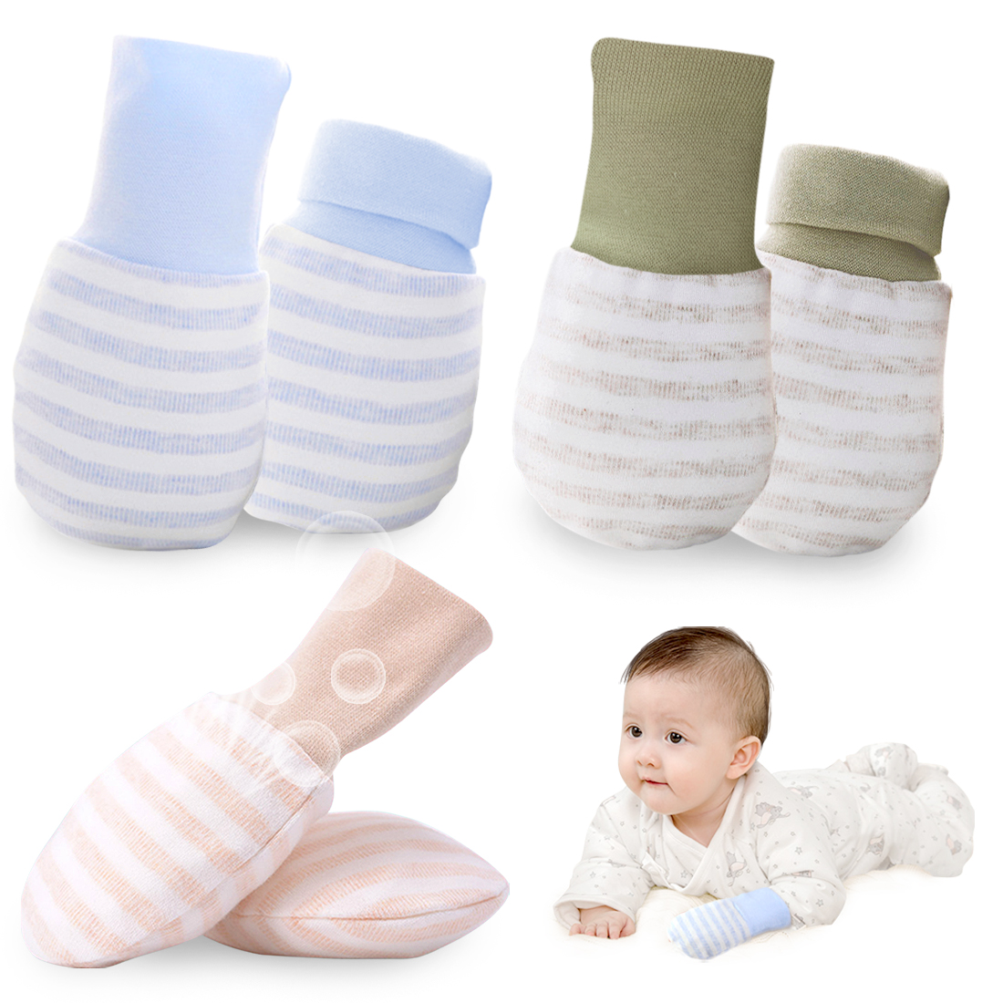 Kalevel 3 Pairs Baby Mittens No Scratch Warm Girl Boy Oversized Newborn