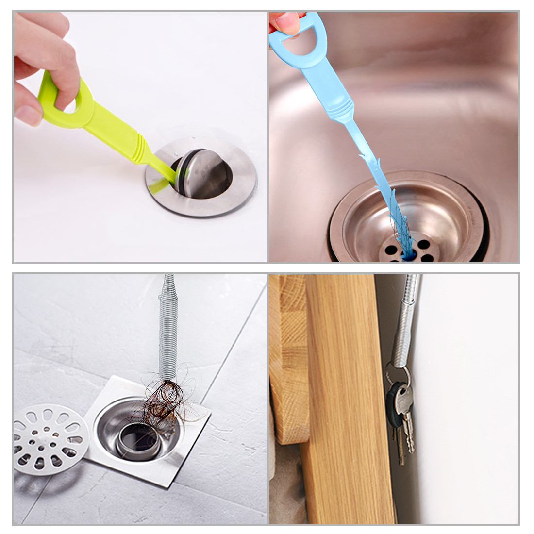 Kalevel Clog Remover Drain and Snake Hair Sink Drain Cleaner Tool Hair Drain Clog Remover Relief