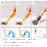 Kalevel 6pcs Snake Sink Drain Clog Remover Plastic Hair Drain Cleaner Tool Snake for Tub Burr Design (Orange + Green)
