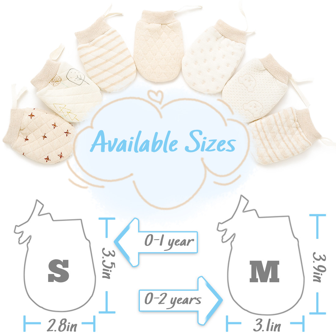 Kalevel Newborn Baby Mittens Boy Girl Anti Scratch Adjustable Thick