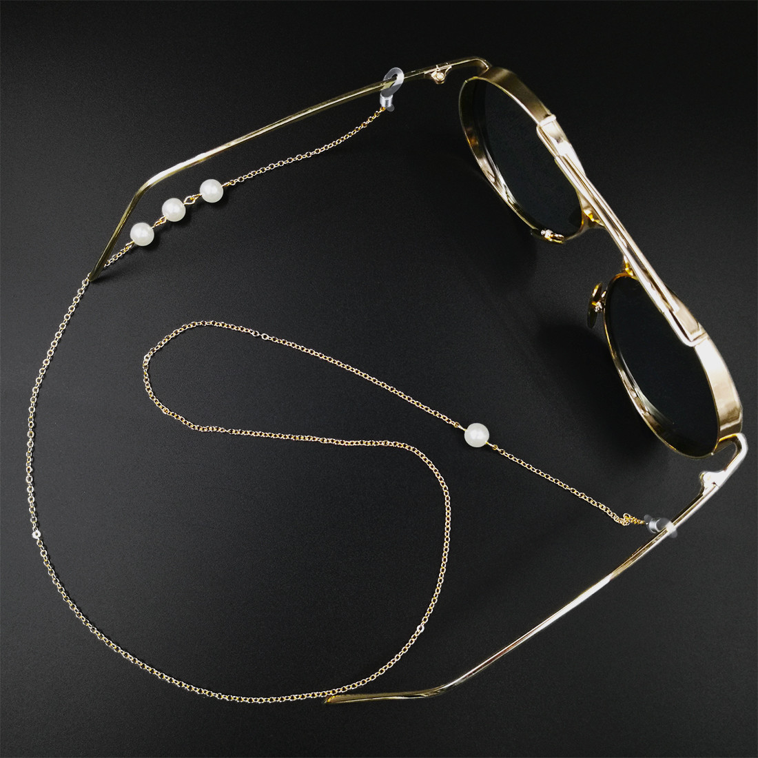 Kalevel Glasses Strap Holder Beaded Eyeglass Chains and Cords for Women Gold with Bonus 2pcs