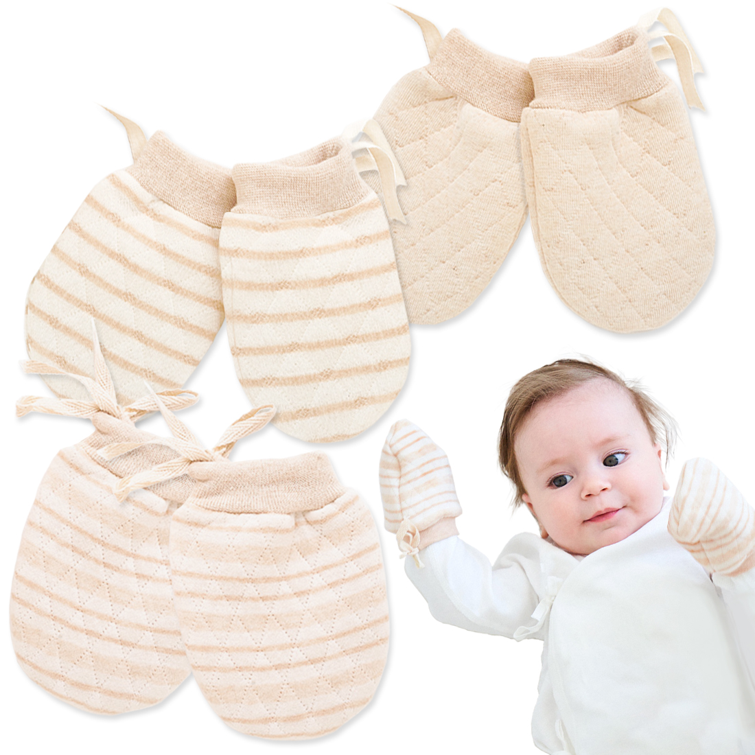 Kalevel Baby Newborn Mittens No Scratch Winter Infant Baby Warm Gloves