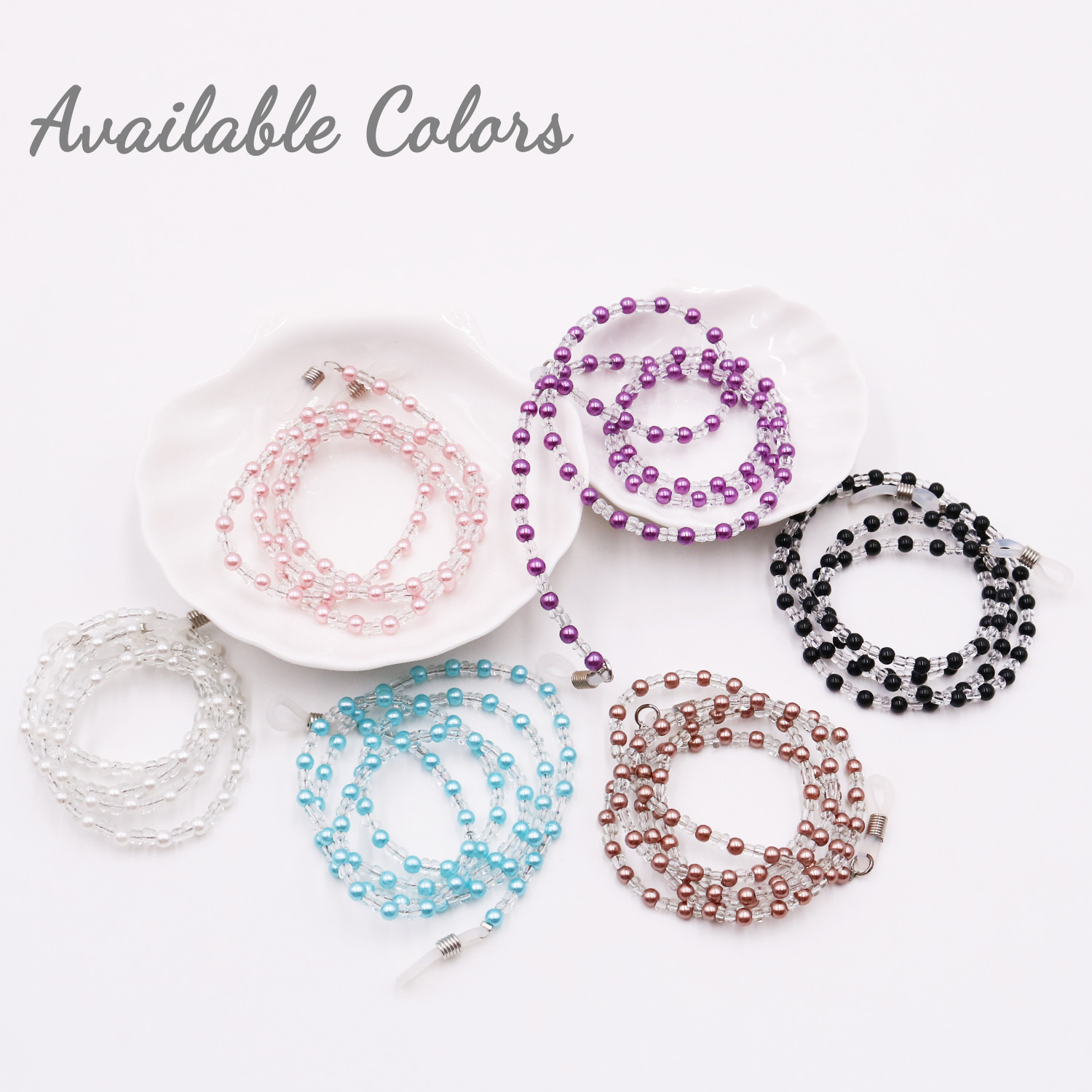 Kalevel Eyeglass Chain Beaded Glasses Strap Chain Holder Necklace Pearl