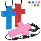 Kalevel 3pcs Sensory Chew Necklace for Boys Girls Kids Silicone Autism Chewing Necklace Pendant Anxiety (Red + Blue + Pink)