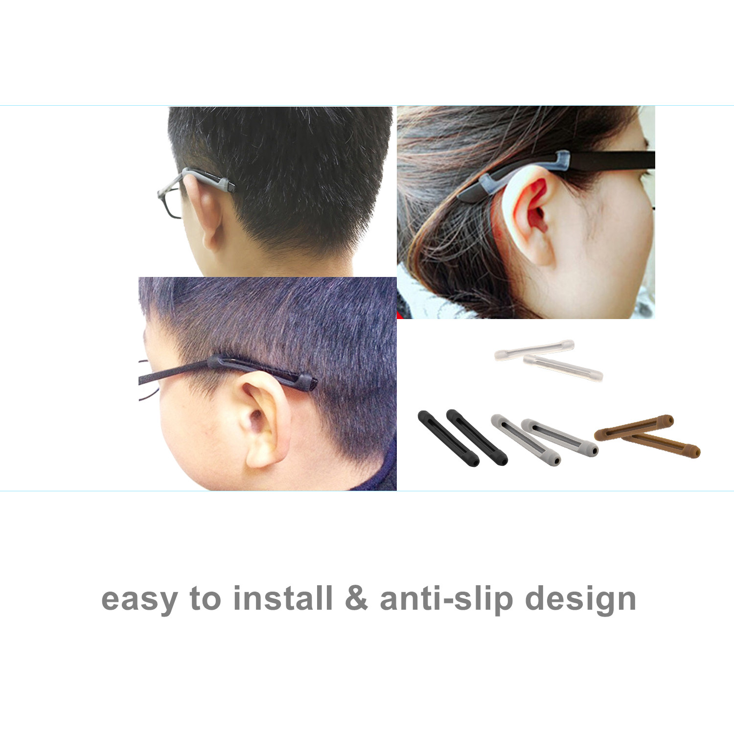 Kalevel 6 Pairs Eyeglass Ear Cushions Temple Tips Silicone Eyeglass