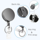 Kalevel 5pcs Retractable Badge Holder Reel Clip Heavy Duty Plastic ID Card Holder Vertical and Horizontal (Black)