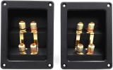 Kalevel 2pcs 4-Way Speaker Box Terminal Cup Connector Plate Home Car Stereo 4-Way Speaker Terminal Square Speaker Spring Terminal Connector Binding Post Banana Jack And Plugs Subwoofer Plugs 120x95mm