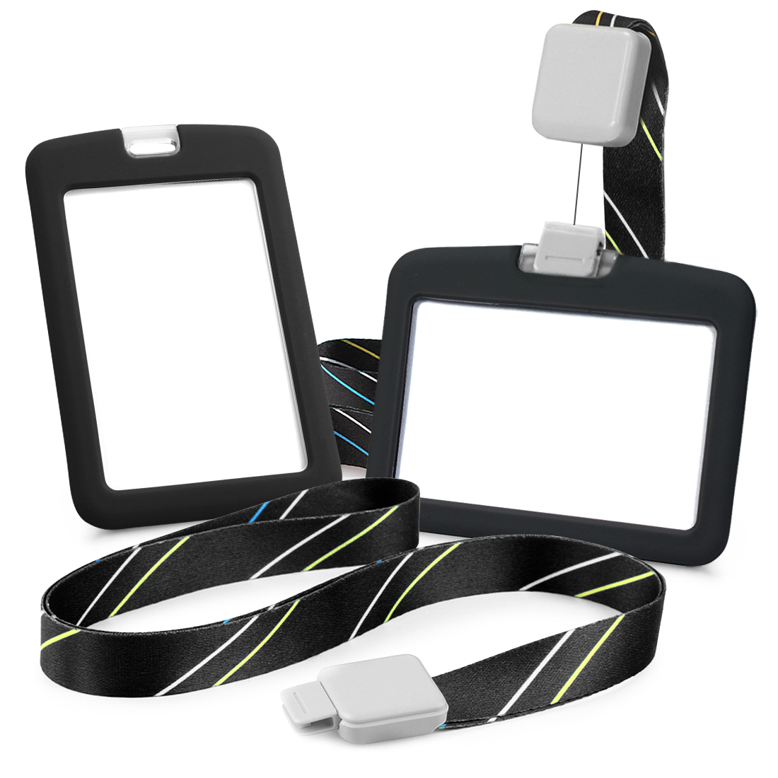 Kalevel ID Badge Holder with Lanyard Set of 4 Retractable ID Card