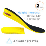 Kalevel 2 Layer Height Increase Insole Increasing Inserts Shoe Height Lift Taller Insoles Heel Elevation Cushion 2 Inch Heel Shoe Lifts Insert Breathable for Men (Size 7-10, 2 Inch)
