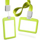 Kalevel 2pcs Retractable ID Lanyard with 2pcs Badge Holder Horizontal and Vertical Waterproof Silicone ID Tag Holder (Green)