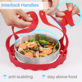 Kalevel Silicone Pressure Cooker Sling 6 8 Qt fit for Pot Lifter Bakeware Accessories Anti-scalding Steamer Sling (Red)