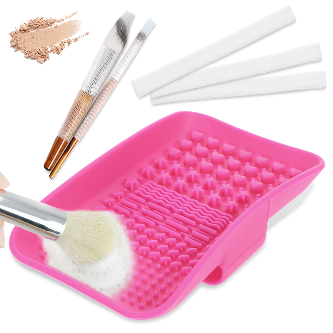 Kalevel Brush Cleaning Mat Pad Silicone Makeup Brush Cleaner Mat Multi