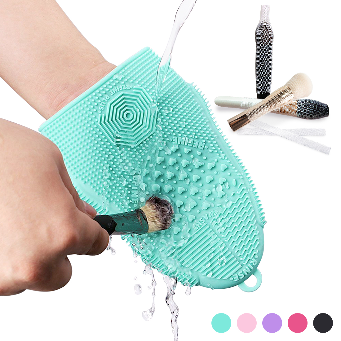 Kalevel Makeup Brush Cleaning Mat Silicone Cosmetic Glove Brush Cleaner