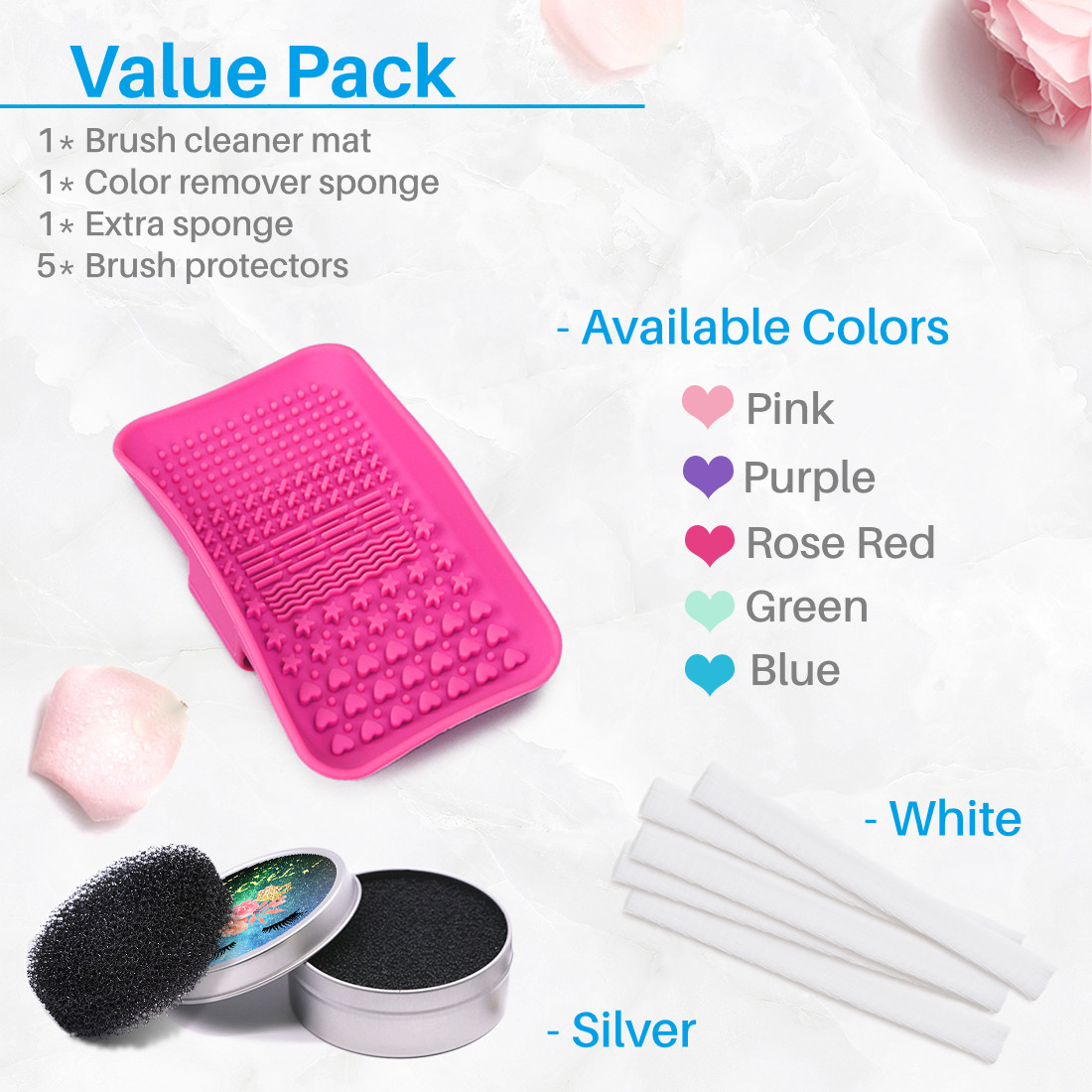 Kalevel 3 Pack Silicone Makeup Brush Cleaning Mat Color Remover