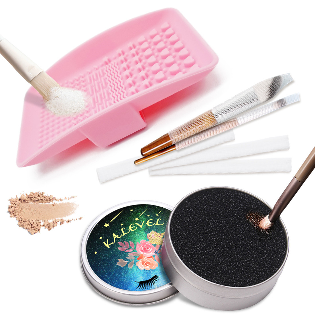 Kalevel Set of 3 Makeup Brush Cleaning Mat Pad Color Removal Sponge