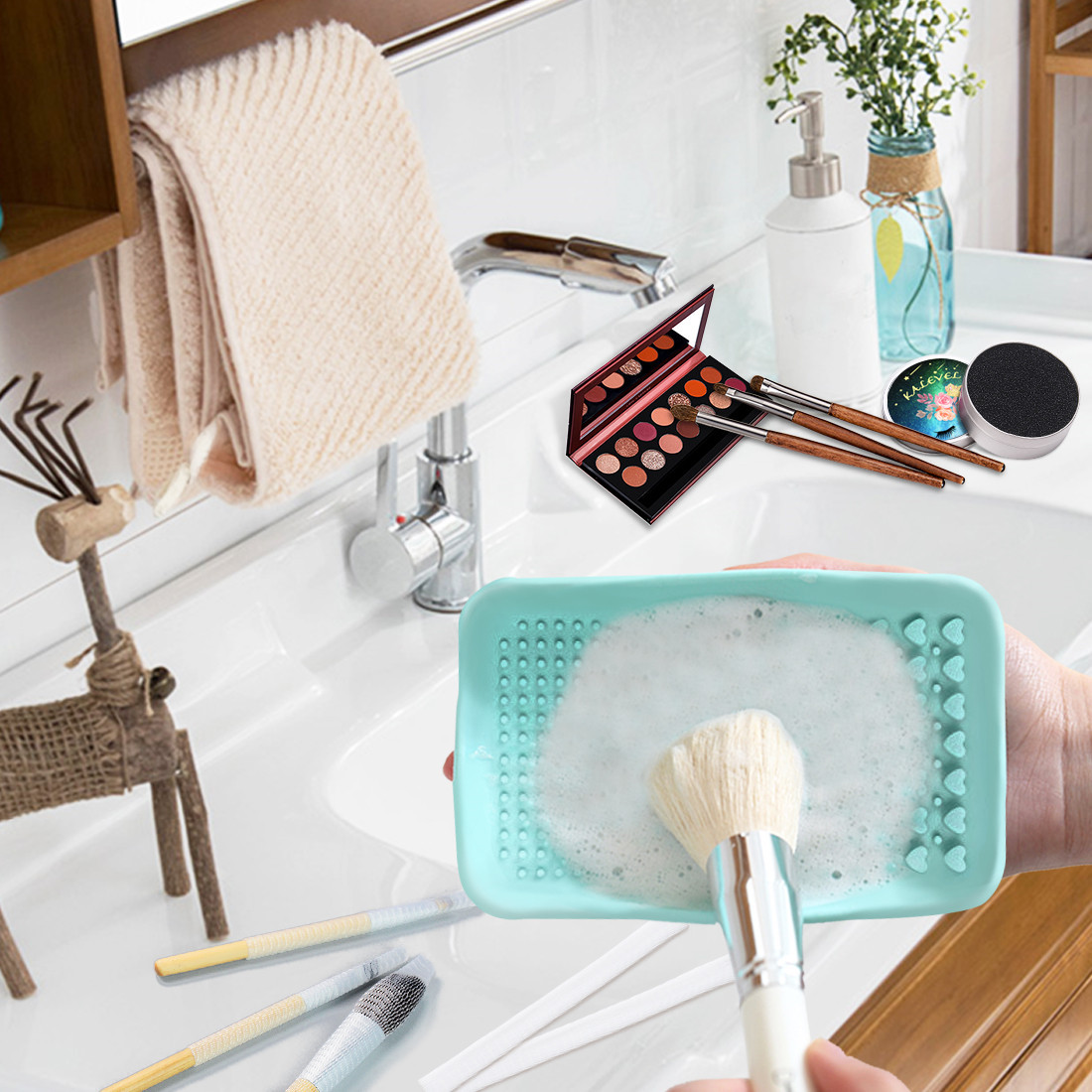 Kalevel 3 Pack Silicone Makeup Brush Cleaning Mat Color Remover