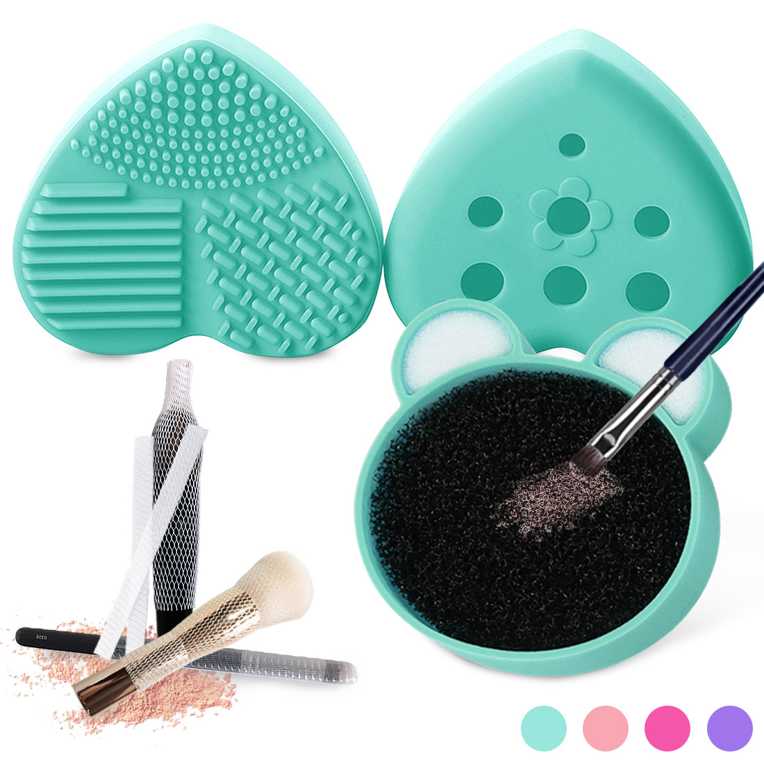 Kalevel Set of 3 Silicone Makeup Brush Cleaning Pad Mat Color Removal