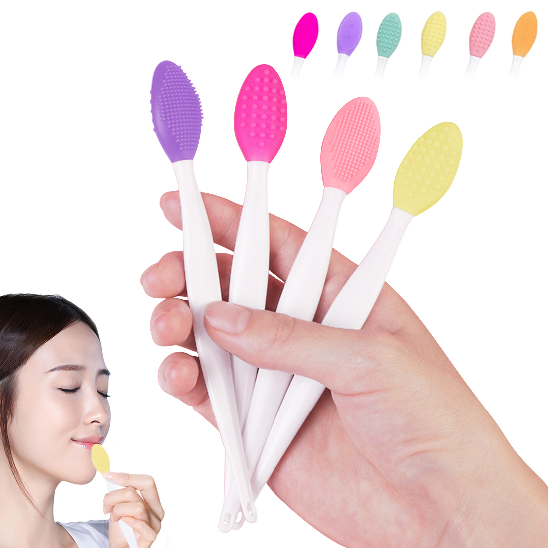 Kalevel Set of 4 Silicone Lip Brush Exfoliating Lip Scrub Brush Tool