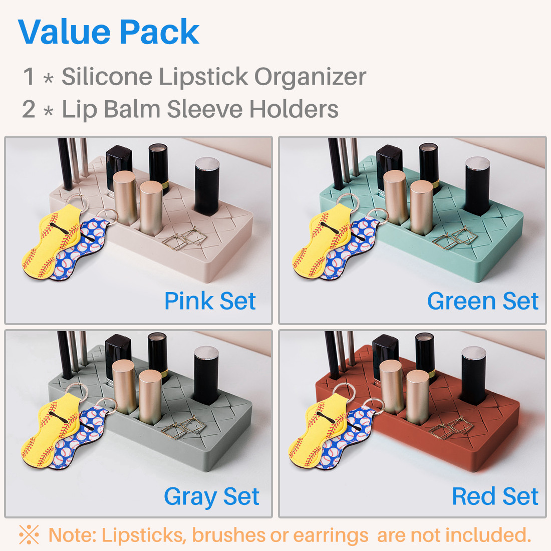 Kalevel 12 Slots Makeup Lipstick Holder Silicone Lip Balm Display Rack