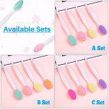 Kalevel Set of 4 Lip Brush Tool Double-Sided Silicone Exfoliating Lip Brush Scrubber for Massaging and Exfoliating (B Set)