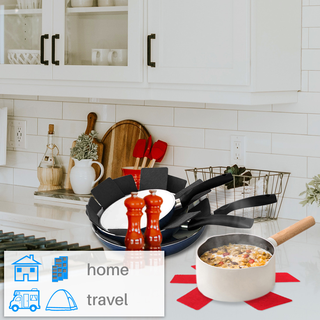 Kalevel Cookware Protectors Pot and Pan Separators 9pcs Non Woven Pot