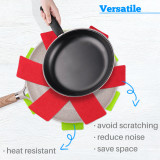 Kalevel 9pcs Pot and Pan Dividers Cookware Protector Pad Pot Bowl Separators Avoid Scratching or Marring (Red)