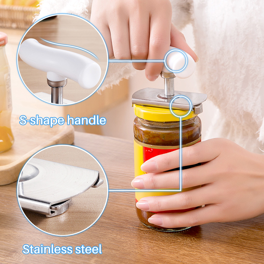 Kalevel 2pcs Adjustable Jar Opener Lid Remover Stainless Steel Tool
