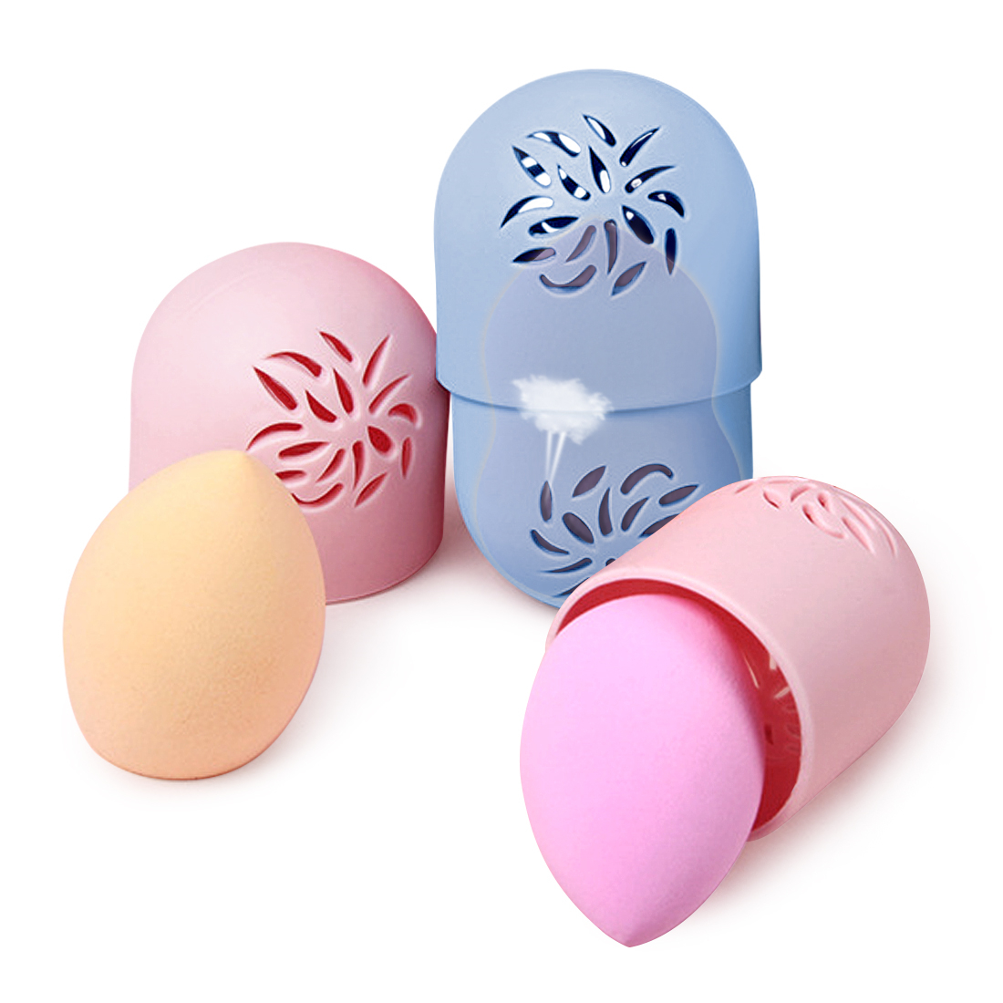 Kalevel 2 Pack Makeup Sponge Holder Silicone Beauty Sponge Travel Case